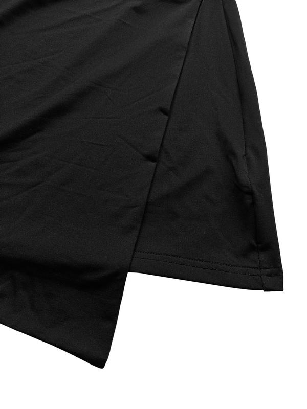 Women's Solid Wrap Asymmetrical Hem Skirt, Casual High Waist Short Skirt for Daily Wear, Ladies Bottoms for All Seasons