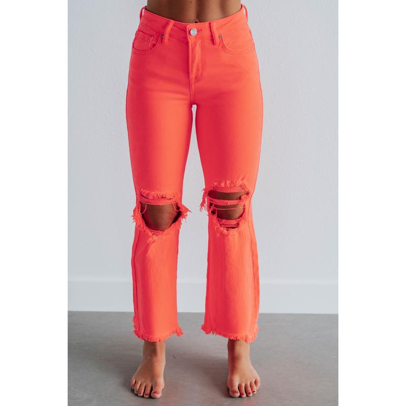 Willow Risen Jeans - Neon Coral