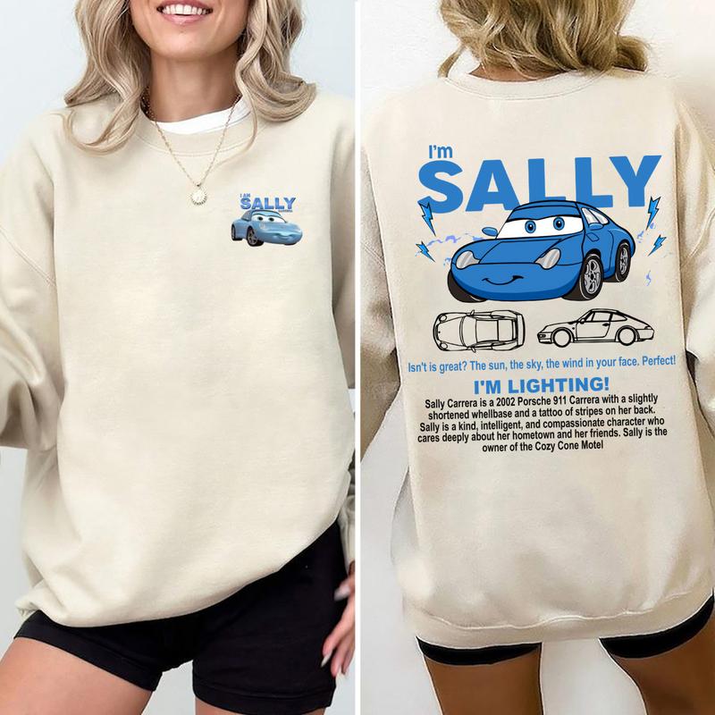 95 Lightning McQueen and Sally T-shirt Sweatshirt Hoodie, 2 Side Printed Couples Car Shirt, Lover Car Shirt  Cotton