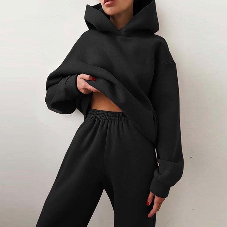 Two Piece Set | Comfrt | Customized Minimalist Hoodie | For Stress & Anxiety, Women's Casual Fashion Thickened Long Sleeve Sweater Pants