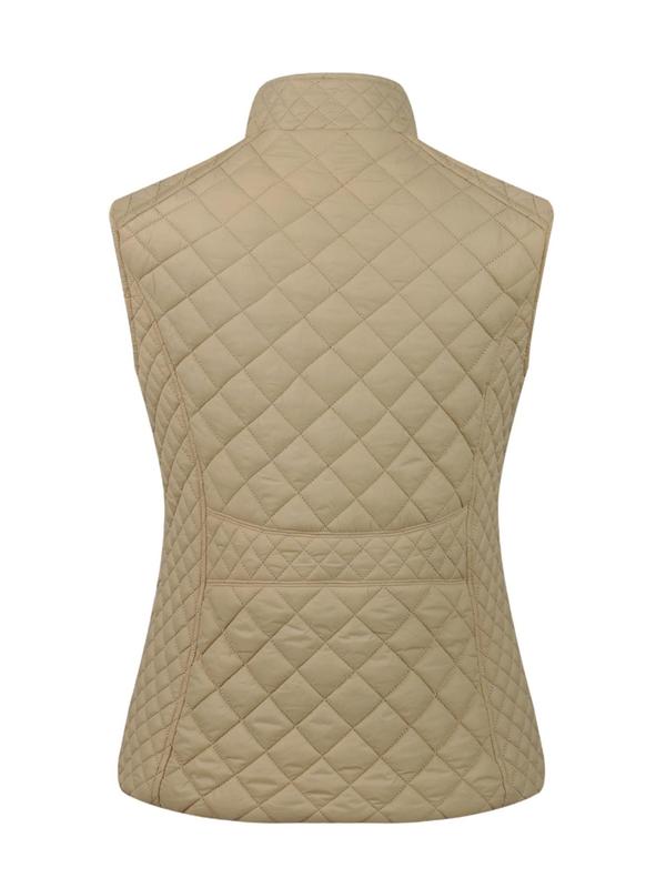 Women's Solid Color Argyle Quilted Heated Vest, 3-level Temperature Adjustment Heating Vest, Ladies Sportswear for Fall & Winter