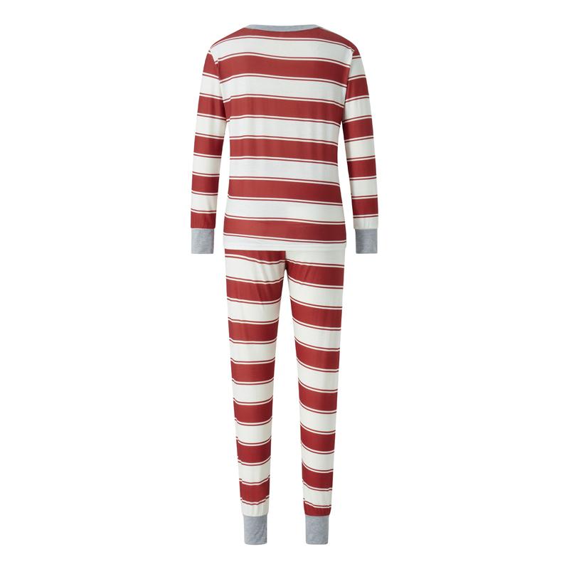 Matching Christmas Pajamas For Family Long Sleeve O Neck Tops + Striped Pants or Long Sleeve Striped Jumpsuit