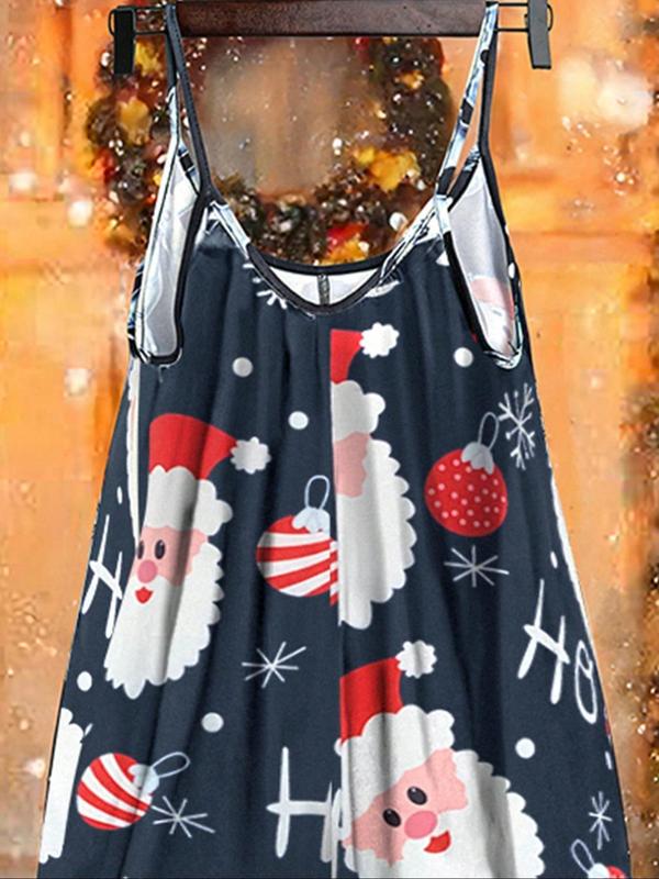 Women's Christmas Print Jumpsuit, Casual Comfy High Waist Overalls for Daily Wear, Ladies Clothes for All Seasons