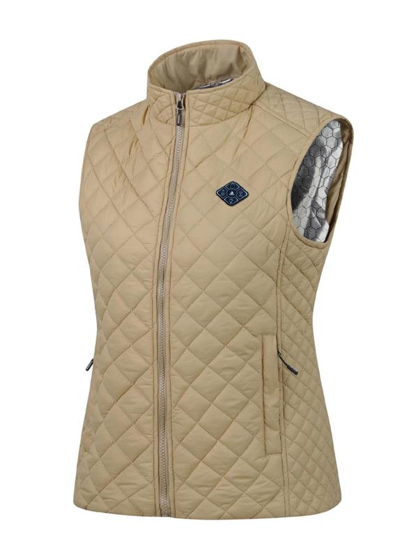 Women's Solid Color Argyle Quilted Heated Vest, 3-level Temperature Adjustment Heating Vest, Ladies Sportswear for Fall & Winter