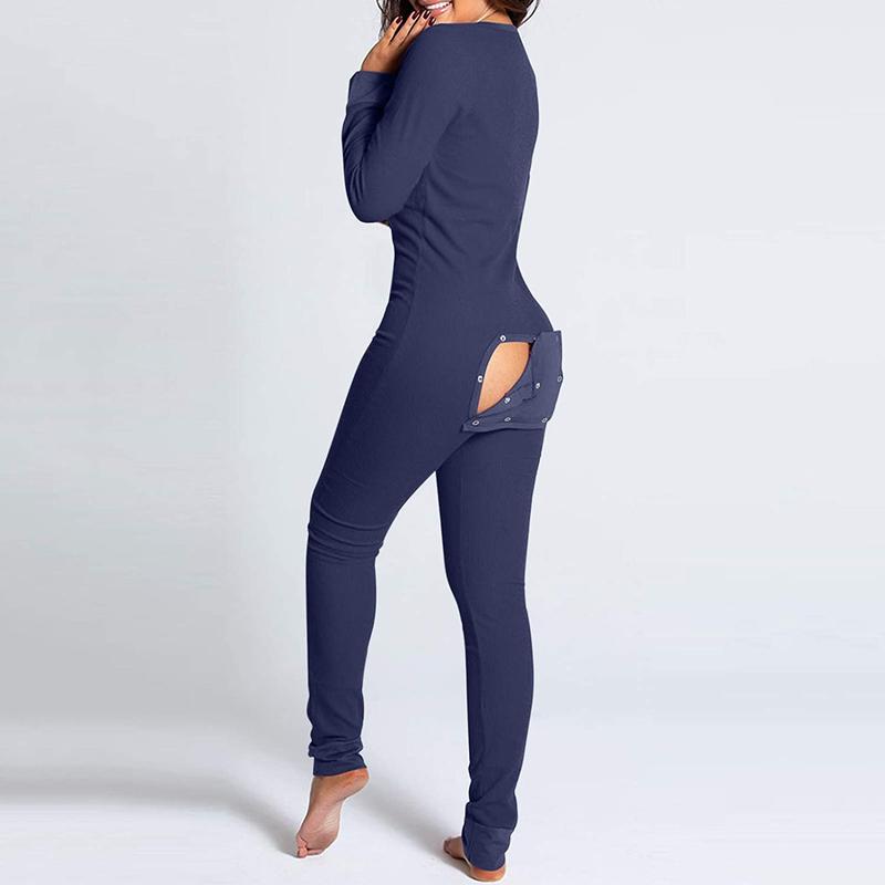 Women's Sexy Butt Button Back Flap Jumpsuit Cute Print V Neck Long Sleeve Romper Xmas Onesie Pjs Christmas Bodycon Pajamas  Holiday Sleepwear Loungewear Homewear Polyester Womenswear Comfortable