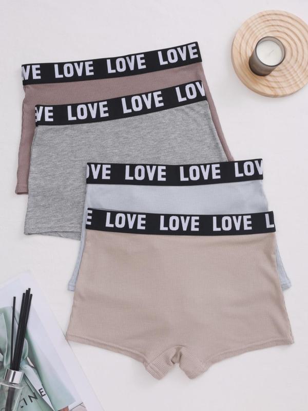 Women's Letter Tape Boyshort Knicker, Soft Breathable Seamless Panty,  Underwear for Women, Summer Clothes, Comfortable Women's Underwear for Daily Wear