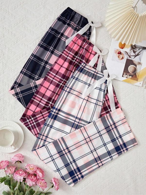 Women's Plaid Print Drawstring Waist Pajama Pants, Casual Comfy Trousers for Daily Wear, Ladies Sleepwear for All Seasons