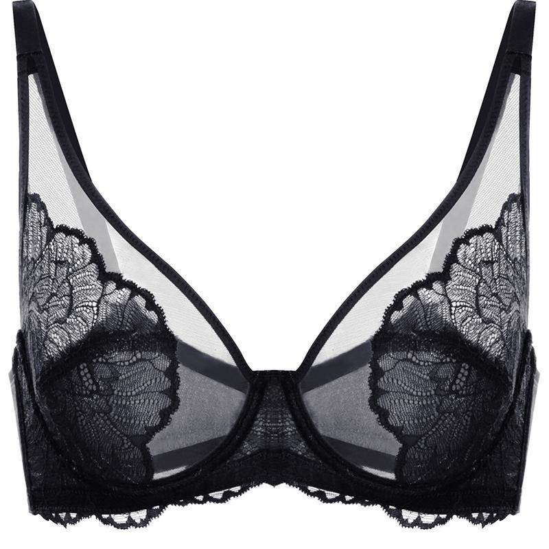 HSIA Blossom Plus Size Soft Lace Full Coverage Women Unlined Underwire Bra Mesh Soft Womenswear