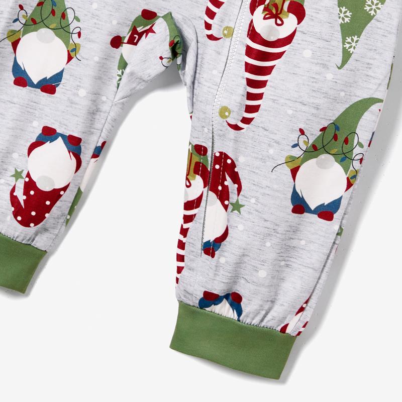 PatPat Christmas Family Matching Gnome All-over Print Long-sleeve Romper Pajamas Sets