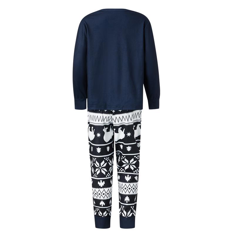 Matching Christmas Pajamas For Family Christmas Elk Print Long Sleeve Tops and Stretch Casual Pants Sleepwear