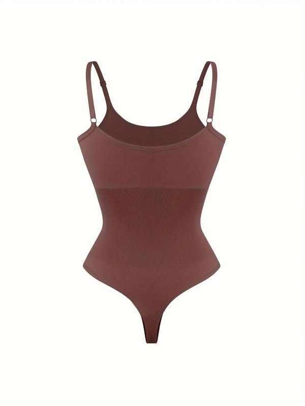 Women's Adjustable Strap Backless Shapewear Bodysuit, Solid Color Tummy Control Cami Shapewear, Body Shapewear, High Stretch Shaper for Daily Wear