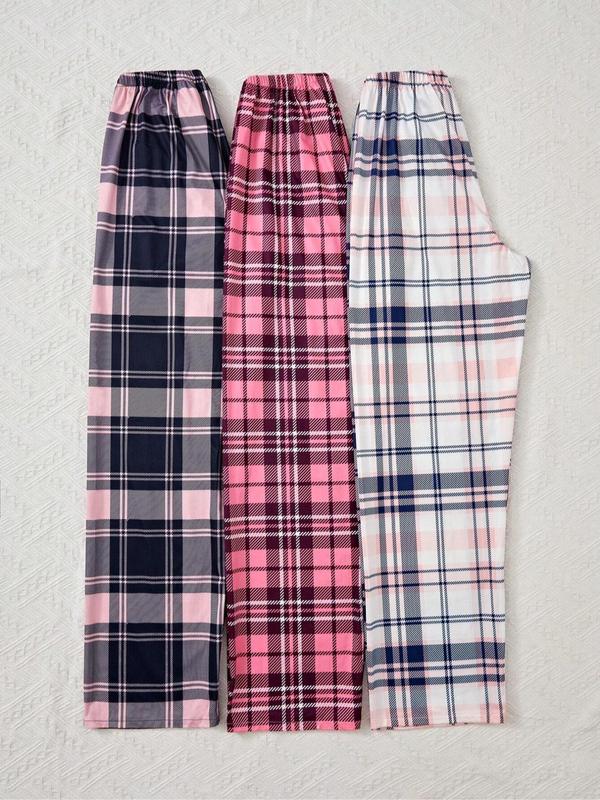 Women's Plaid Print Drawstring Waist Pajama Pants, Casual Comfy Trousers for Daily Wear, Ladies Sleepwear for All Seasons