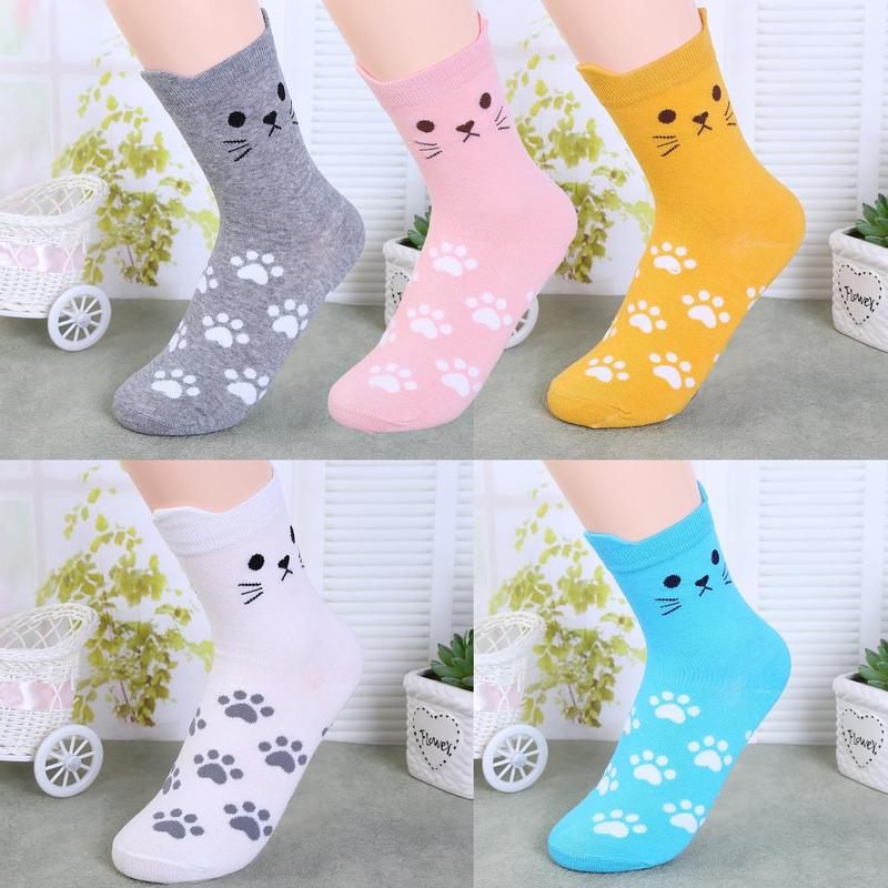 Cat Socks for Women, 3 Pairs Cat Paw Print Socks for Women, Fun Novelty Socks with Cat  Design,Cute  Prints