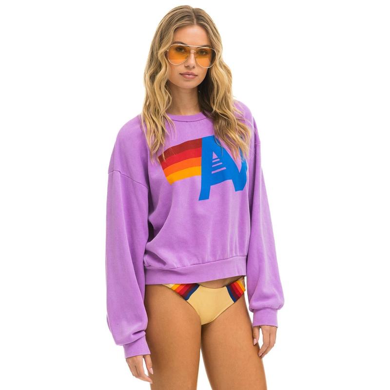 LOGO RELAXED CREW SWEATSHIRT - NEON PURPLE