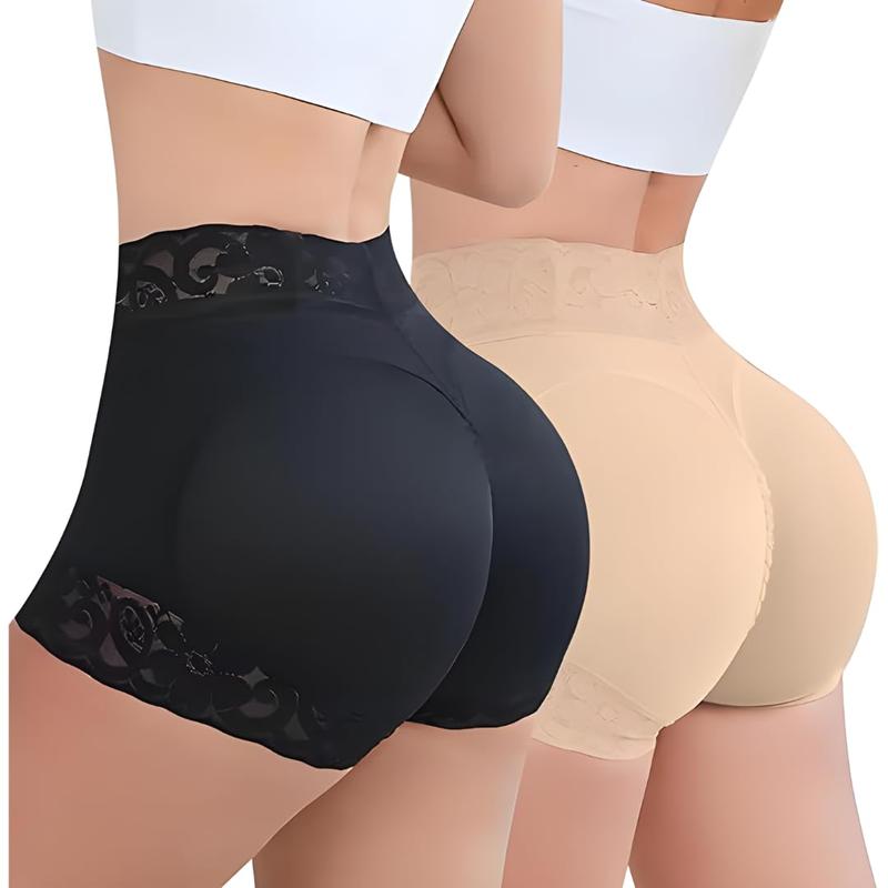 [Christmas Deals] Women's Plain Contrast Lace High Waist Compression Shapewear Panty Shorts, Waist Trainer Womenswear Comfy Tummy Control Butt Lift Shaper Clothes Panties