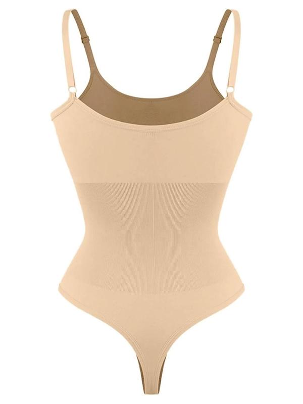 Women's Adjustable Strap Backless Shapewear Bodysuit, Solid Color Tummy Control Cami Shapewear, Body Shapewear, High Stretch Shaper for Daily Wear