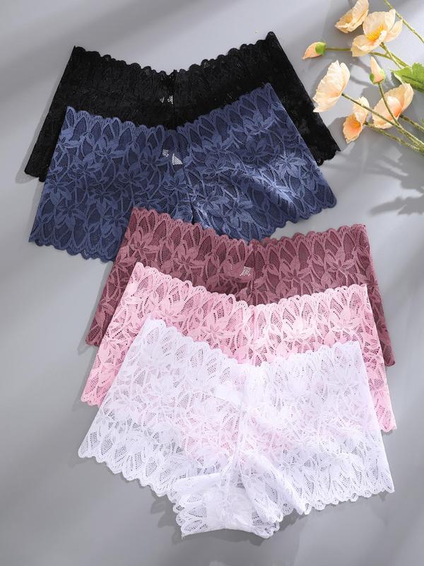 Women's Solid Color Bow Decor Lace Knicker, Soft Comfy Breathable Panties for Daily Wear, Underwear for All Seasons