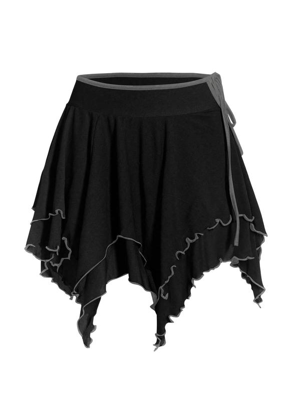 Renaissance Skirt High Waist Asymmetrical Hem Flowy Tierd Layer Fairy Gothic Skirts