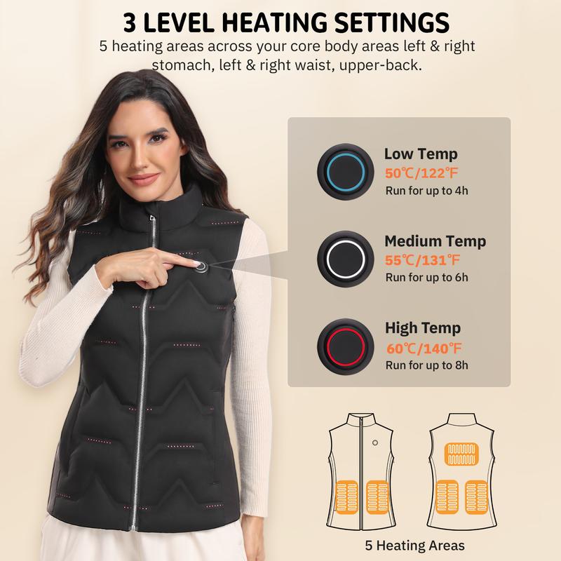 Vofuoti Christmas Gifts for Women Heated Vest Women, Heated Down Vest with Battery Pack and 3 Heating Levels, Heating Vest Clothes for Outdoor