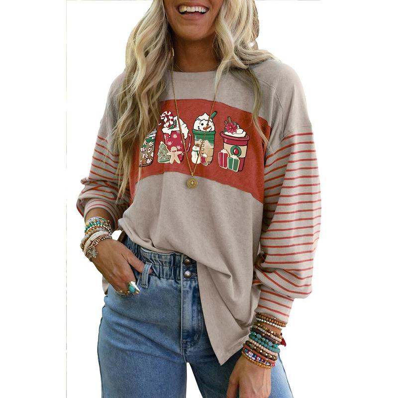 Dokotoo Christmas Sweatshirts for Women Merry Christmas Graphic Cute Long Sleeve Xmas Holiday Pullover Shirt Tops Christmas Season T-shirt Christmas Shirt Giftideas Christmasgift