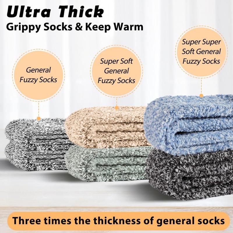 Fuzzy Socks for Women & Men Cozy Fluffy Soft Socks with Grips Non Slip  Crew Socks Warm Winter Slipper Socks 4 Pairs