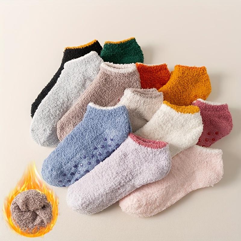 4 Pairs Solid Fuzzy Socks - Ultra Thick, Warm, Soft, Fluffy, and Cozy Ankle Socks for Fall and Winter, Perfect for Women's Stockings and Hosiery Needs