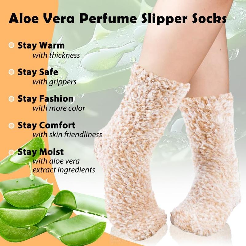 Fuzzy Socks for Women & Men Cozy Fluffy Soft Socks with Grips Non Slip  Crew Socks Warm Winter Slipper Socks 4 Pairs