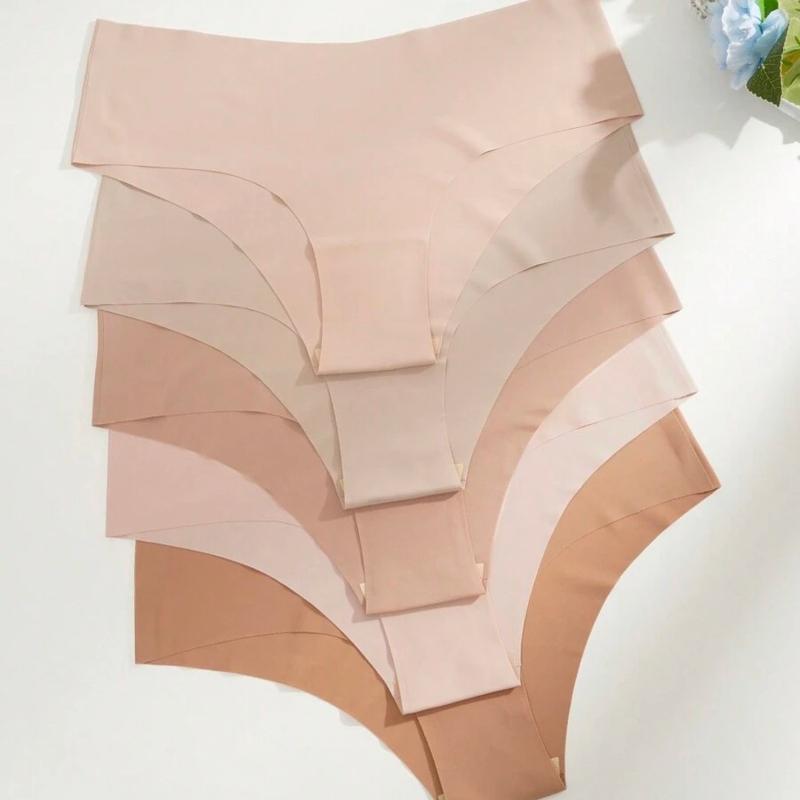 5pcs Set Women's Sexy Seamless Adhesive Silicone Comfortable Breathable Triangle Panties