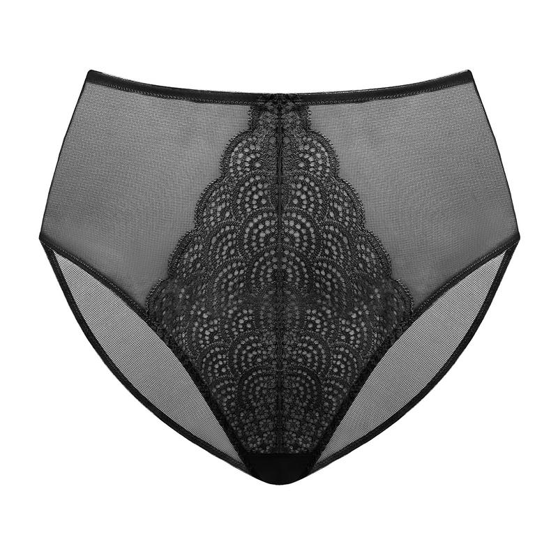 Mermaid Scales Lace Sheer Mesh Back High-Rise Brief Underwear Matching Panty