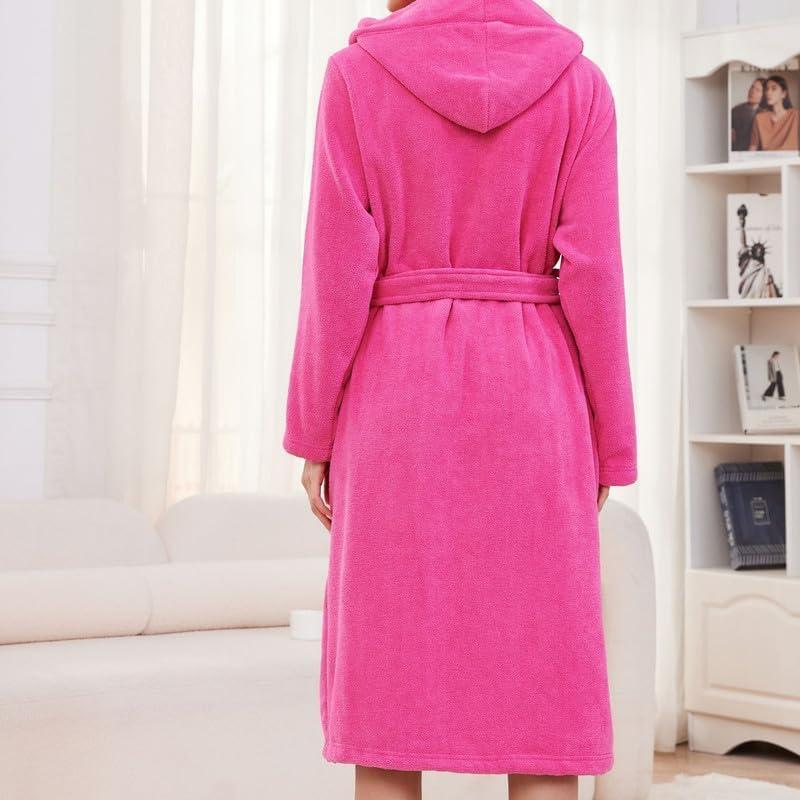 U2SKIIN Womens Fleece Hooded Robe, Soft Warm Bathrobe for Women Long Plush Loungewear