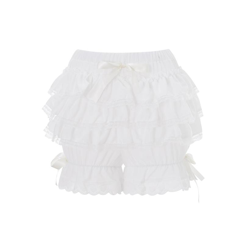 Women Lolita Bloomers Cute Ruffle Lace Trim Pumpkin Pants Sexy Boy Shorts Layered Bottoms Y2k Fairy Sweet Pettipants