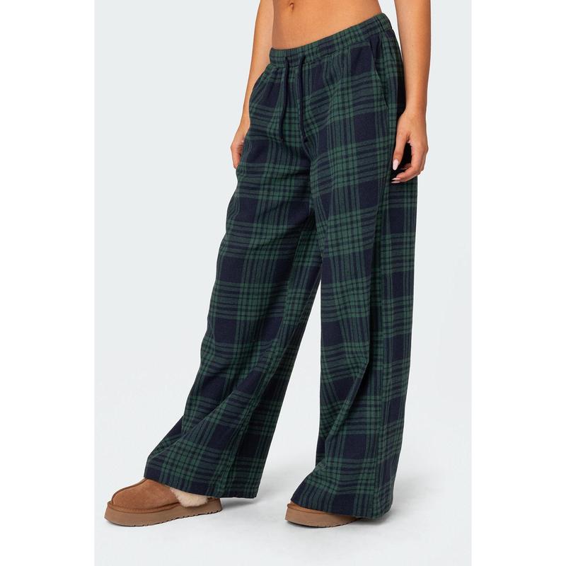 Lounge Around Plaid Wide Leg Pants