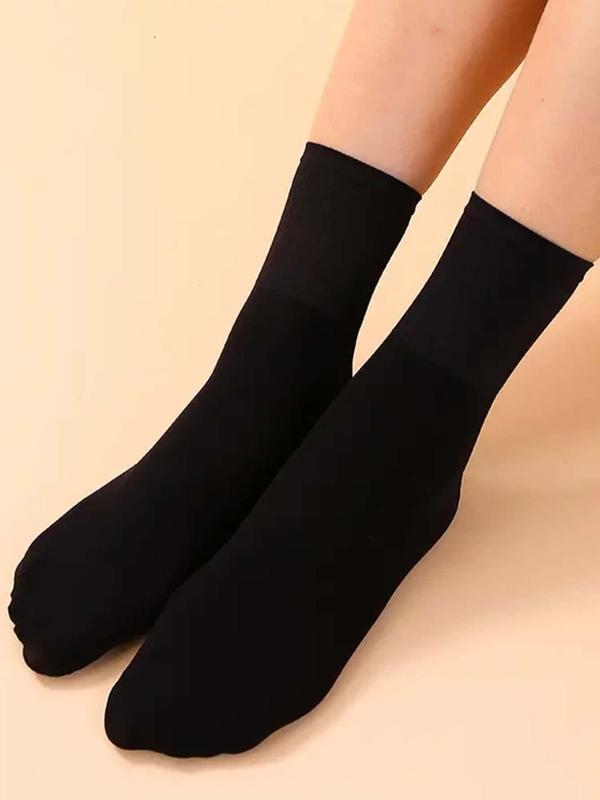 Women's 10 Pairs Solid Crew Socks, Fashion Casual Comfy Breathable Mid-calf Socks for Daily Outdoor Wear, Women Socks for All Seasons