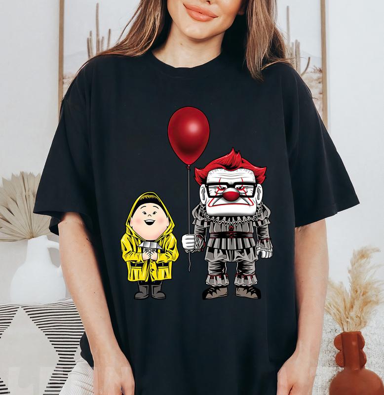 Up Horror Character Pennywise Halloween T-Shirt, Halloween Party Matching Family Shirts Soft Cotton Crewneck Sweatshirt Hoodie T-Shirt for Daily Outfit, Gift For Him, Gift For Her