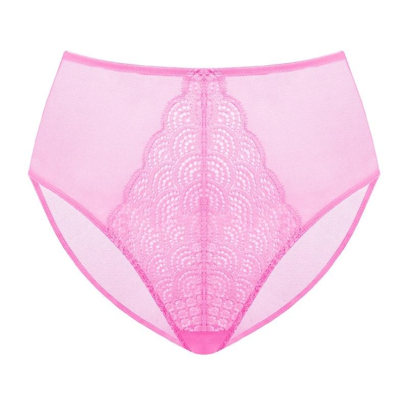 Mermaid Scales Lace Sheer Mesh Back High-Rise Brief Underwear Matching Panty