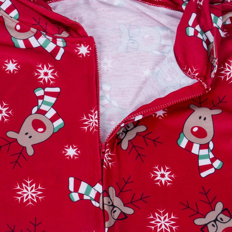 Christmas Family Matching Jumpsuit Pajamas,  Mom Dad Kids Deer Hoodie Romper Womenswear Baby