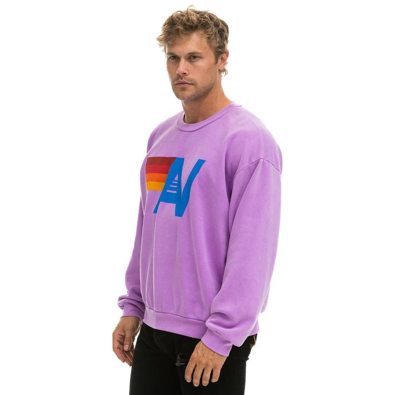 LOGO RELAXED CREW SWEATSHIRT - NEON PURPLE