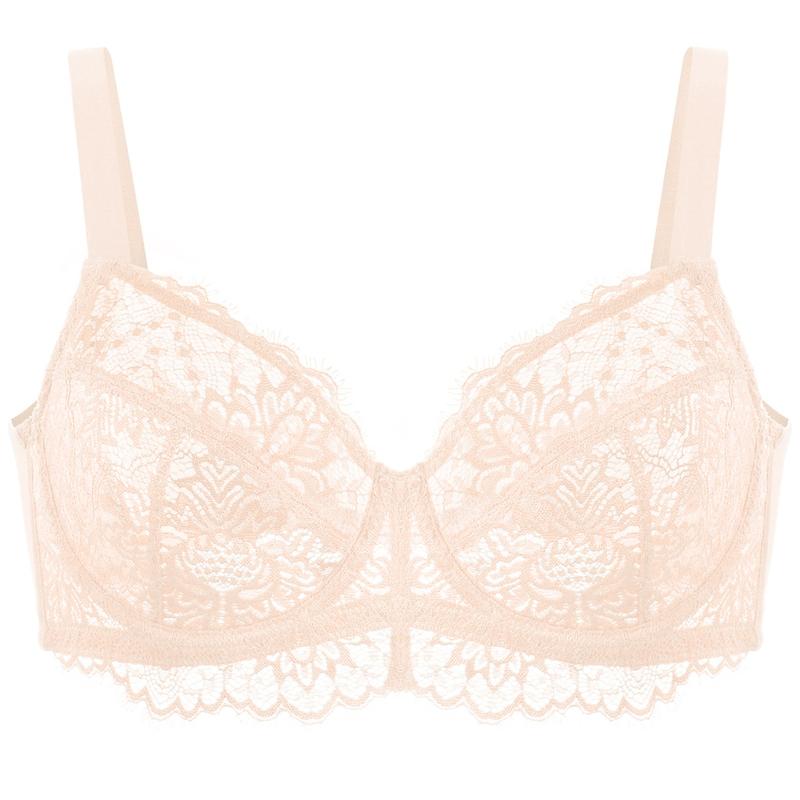 HSIA Sunflower Plus Size Minimizer Floral Lace Unlined Unpadded Breathable Comfort Women Underwire Bra