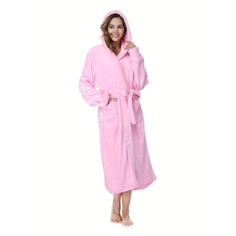 Elegant & Cozy Women's Hooded Robe - Durable Knit, Belt & Pockets, Perfect for Fall Winter Nights