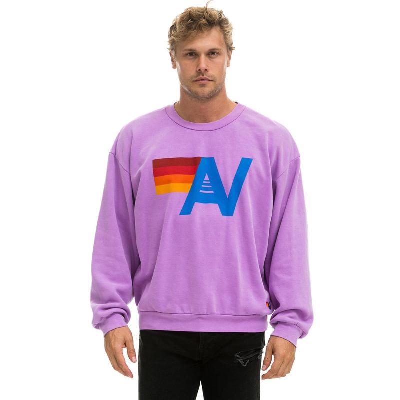 LOGO RELAXED CREW SWEATSHIRT - NEON PURPLE