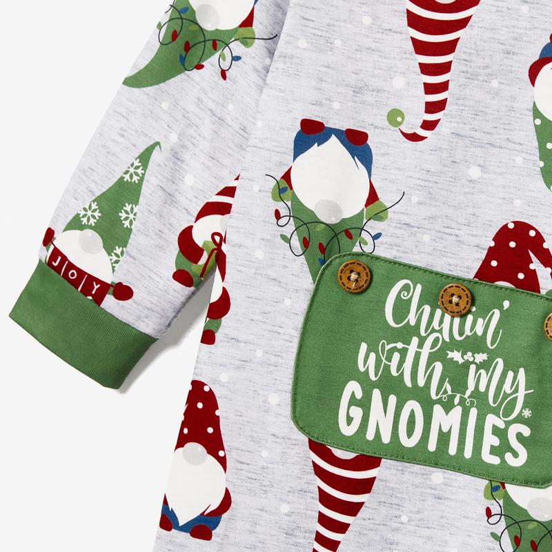 PatPat Christmas Family Matching Gnome All-over Print Long-sleeve Romper Pajamas Sets