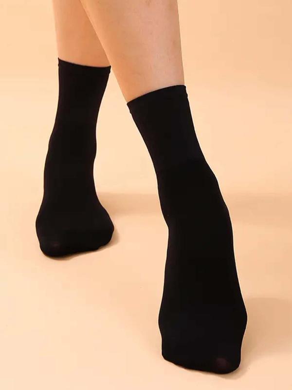 Women's 10 Pairs Solid Crew Socks, Fashion Casual Comfy Breathable Mid-calf Socks for Daily Outdoor Wear, Women Socks for All Seasons