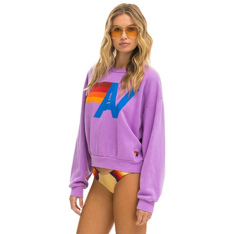 LOGO RELAXED CREW SWEATSHIRT - NEON PURPLE