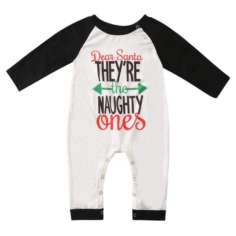 Family Matching Christmas Pajamas Set, Long Sleeve Letter Raglan Tops + Plaid Pants Set Loungewear