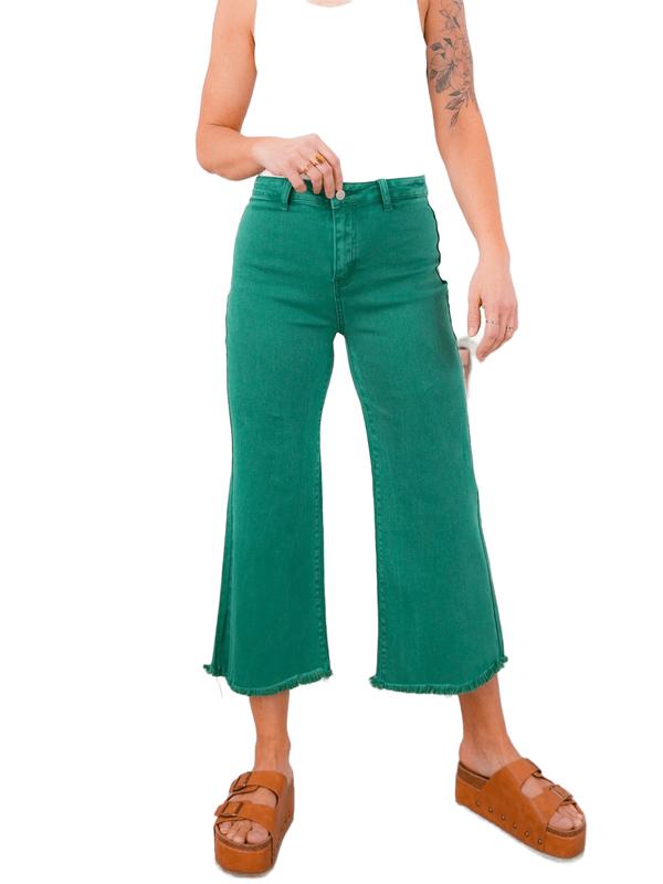 Door Buster! Zenana Acid Washed High Waist Frayed Hem Straight Pants (Multiple Colors)