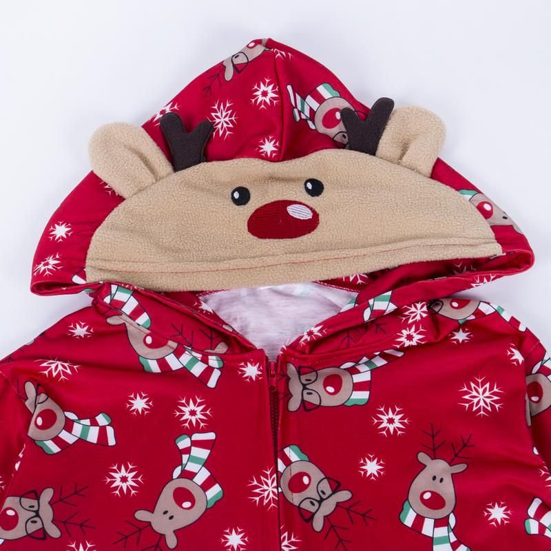 Christmas Family Matching Jumpsuit Pajamas,  Mom Dad Kids Deer Hoodie Romper Womenswear Baby