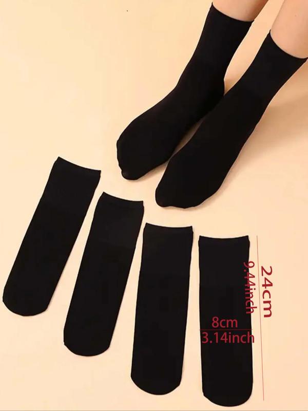 Women's 10 Pairs Solid Crew Socks, Fashion Casual Comfy Breathable Mid-calf Socks for Daily Outdoor Wear, Women Socks for All Seasons