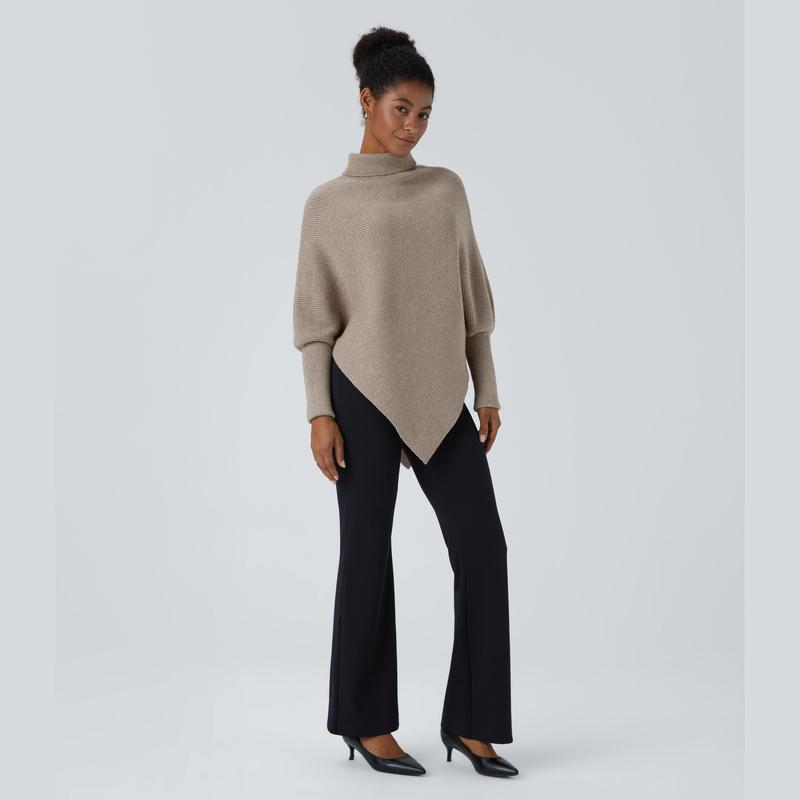 Halara High Neck Long Sleeve Asymmetric Hem Work Sweater