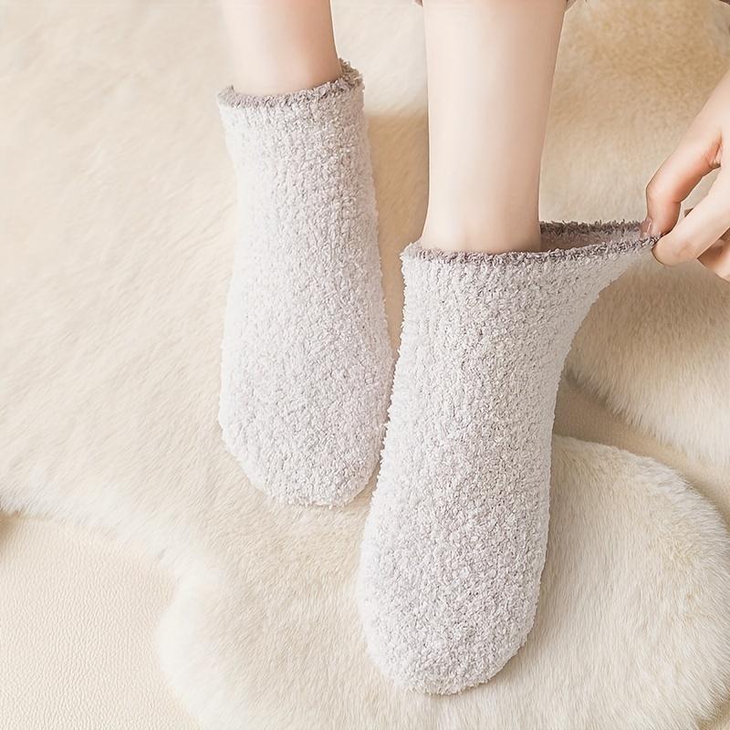 4 Pairs Solid Fuzzy Socks - Ultra Thick, Warm, Soft, Fluffy, and Cozy Ankle Socks for Fall and Winter, Perfect for Women's Stockings and Hosiery Needs