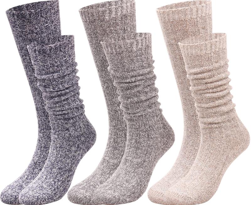 3 Pairs Women Winter Wool Cable Knit Crew Knee High Boot Socks,Size 5-11 W605,Christmas gift